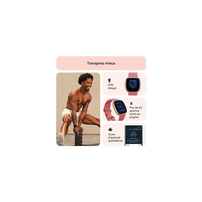 Montre intelligente - FITBIT - VERSA 4 - Blanc - Suivi d'activité - 7 jours d'autonomie