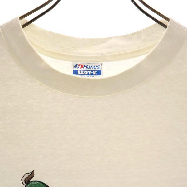 Hanes 80s Vintage Made in USA Print Short sleeve T-shirt L White system Men's Used