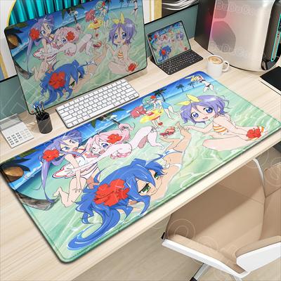 Süßes Glücksstern Konatas Izumis Mauspads HD-Druck Computer-Gaming Verriegelungskante Rutschfestes Gummi-Mauspad XXL Tastatur Schreibtischunterlage