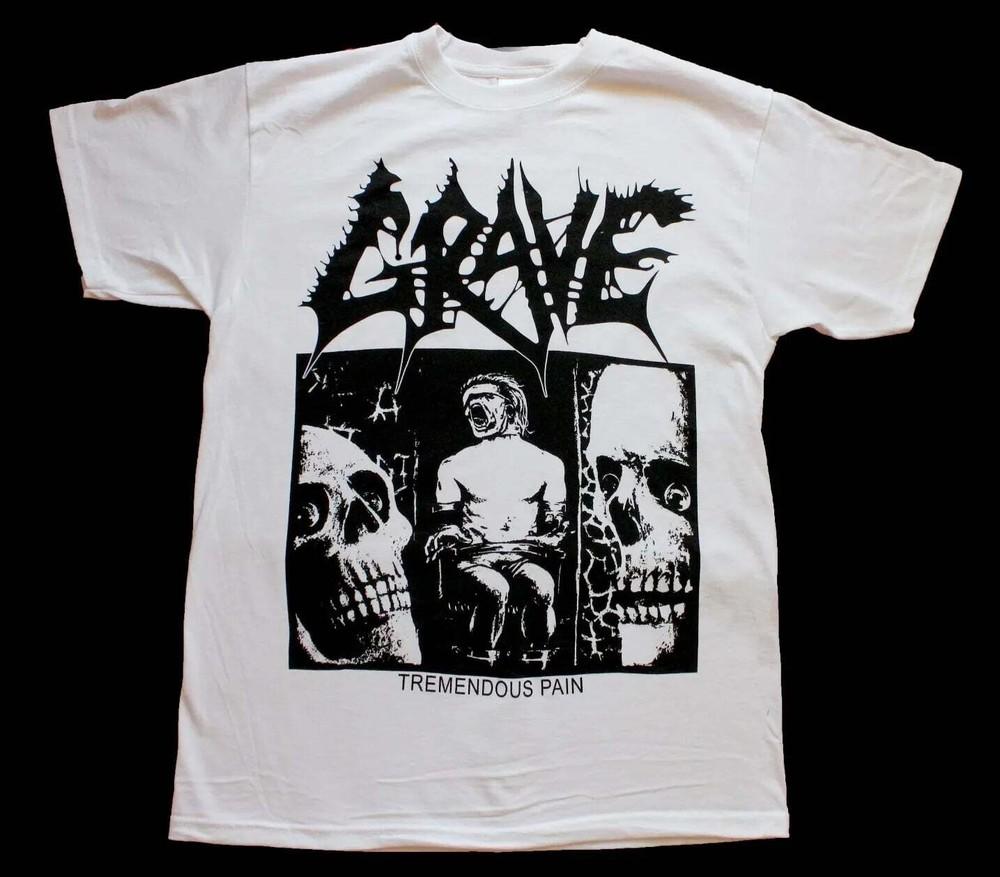 Vtg GRAVE TREMENDOUS PAIN Cotton White Full Size Unisex Shirt BL243
