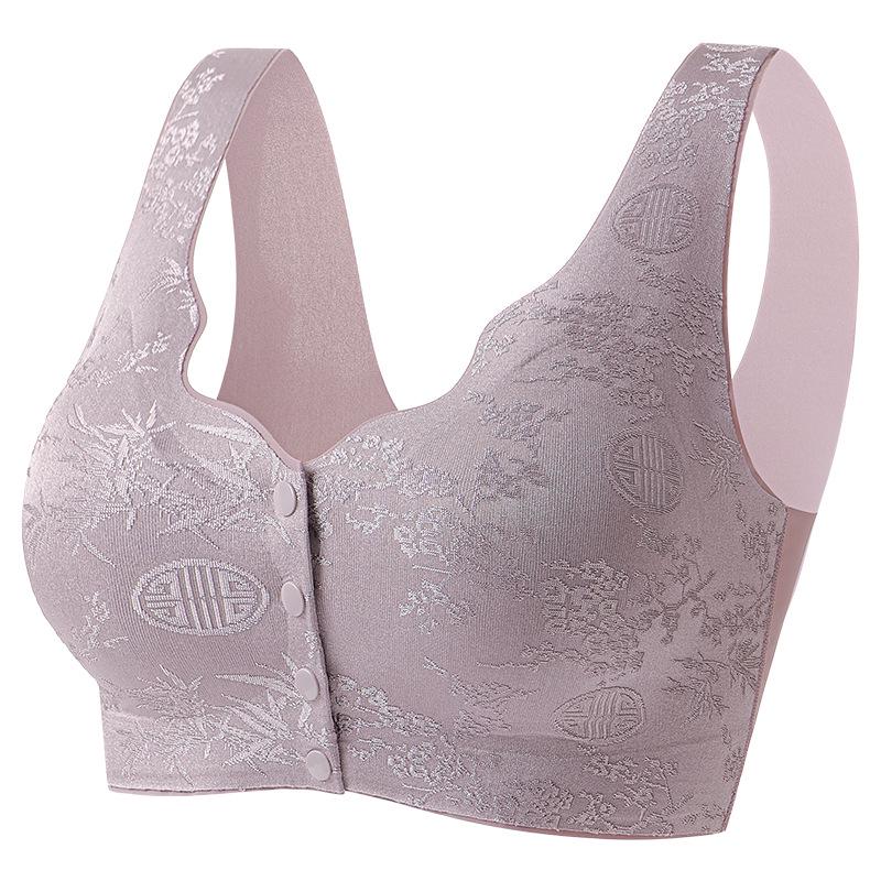 Nahtloser Jacquard-Westen-BH mit Knopfleiste für Übergrößen für reife Frauen