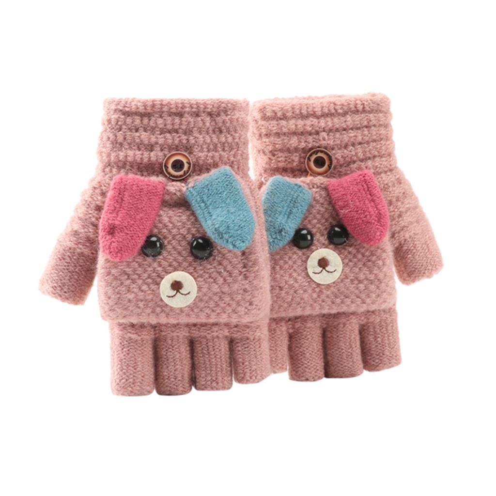Soft Convertible Flip Top Gloves Kids Baby Winter Warm Knit Fingerless Mitten
