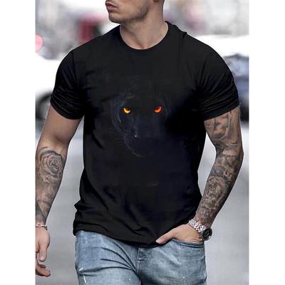 Black Panther's Eyes Are Simple, Fashionable, Personalized, Round Neck, Short Sleeve, Casual Spirit, Summer Print