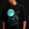 Moonlit Forest Stag Shirt, Wildlife Nature Graphic Tee, Deer Lover Gift, Rustic Outdoor Adventure Top, Unisex Short Sleeve