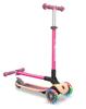 GLOBBER Kickboard Flash Light 3 Wheels Wood Deck Foot Brake Outdoor Play Kids Vehicle Kick Scooter Navy Pink WLGB436110 Primo/Foldable/Wood/Light