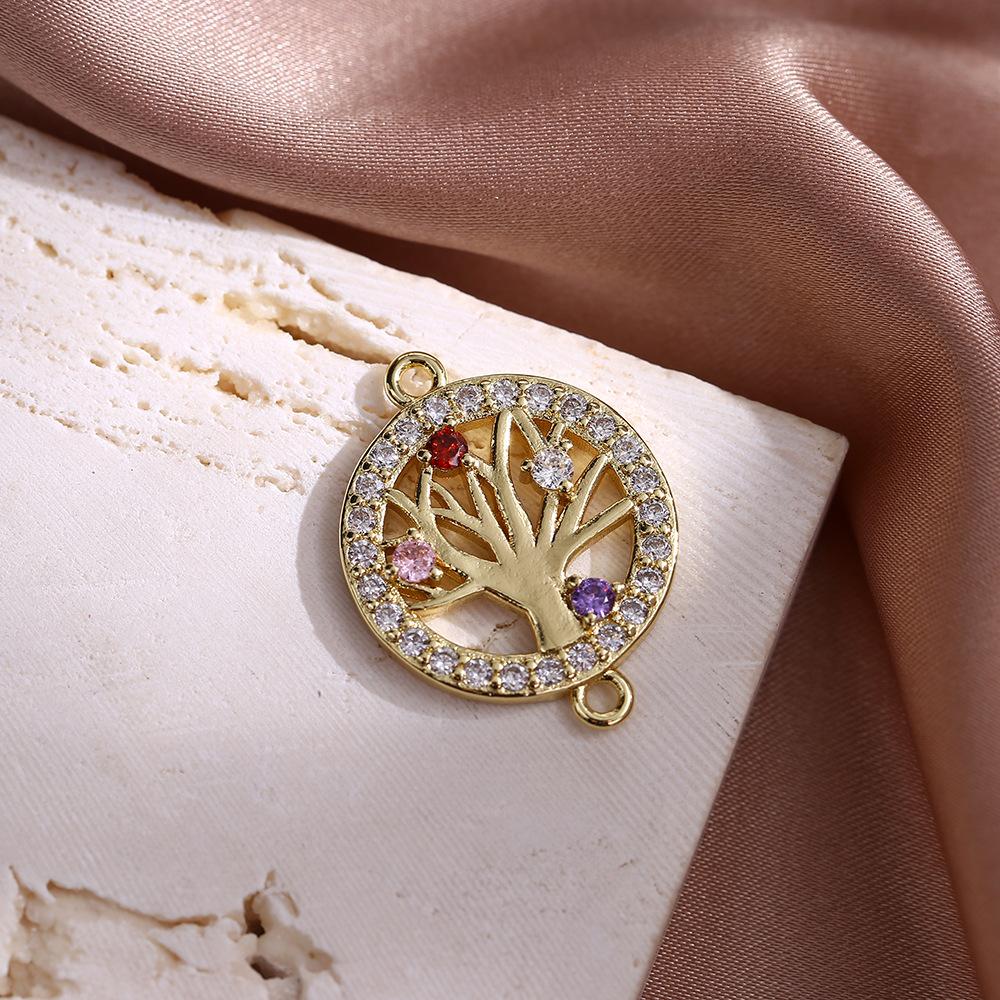 Metal Hollow Pendant Diy Life Tree Inlaid Opal Pendant Pendant Women'S Necklace Accessories Material