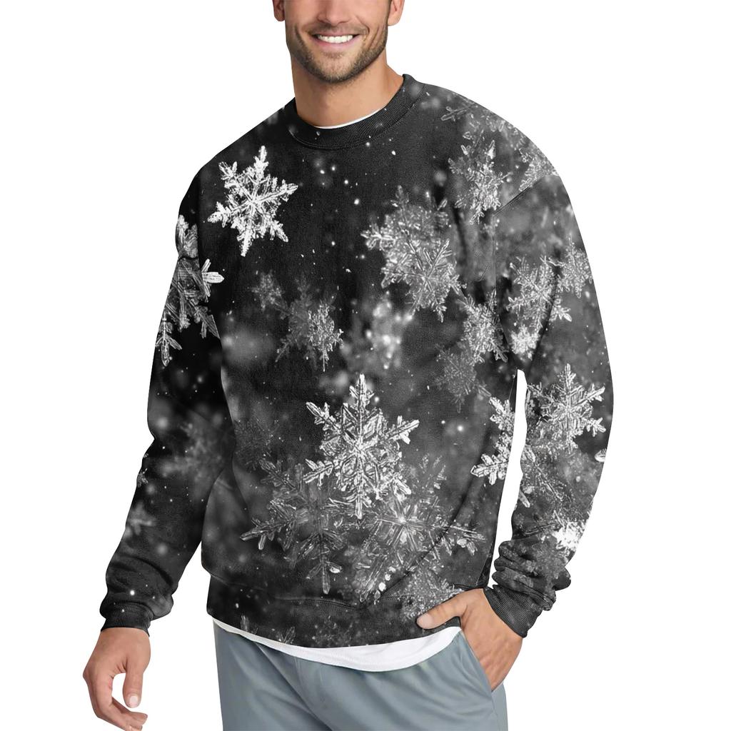 Men's Casual Fashion Printed Round Neck Pullover Sweatshirt