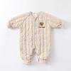 Babykoi Baby Clothes Long Sleeve Romper Spring Autumn Winter Clothes Newborn Thick Cotton Coveralls Baby Girls Preparing for Maternity Gift Plain