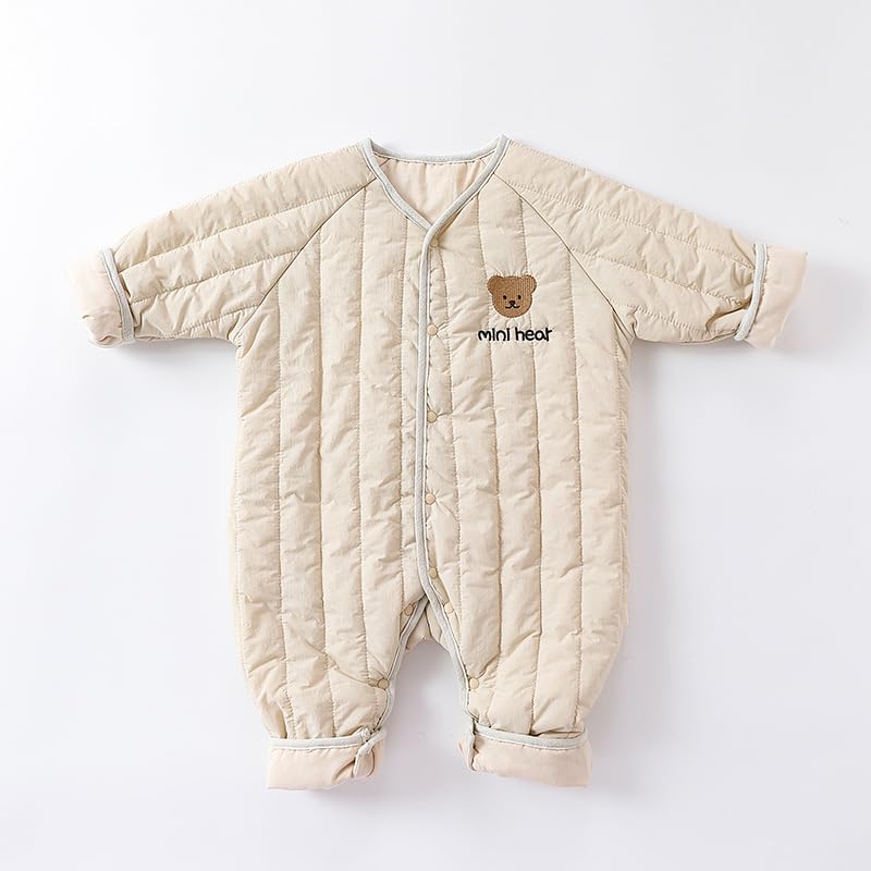 Babykoi Baby Clothes Long Sleeve Romper Spring Autumn Winter Clothes Newborn Thick Cotton Coveralls Baby Girls Preparing for Maternity Gift Plain