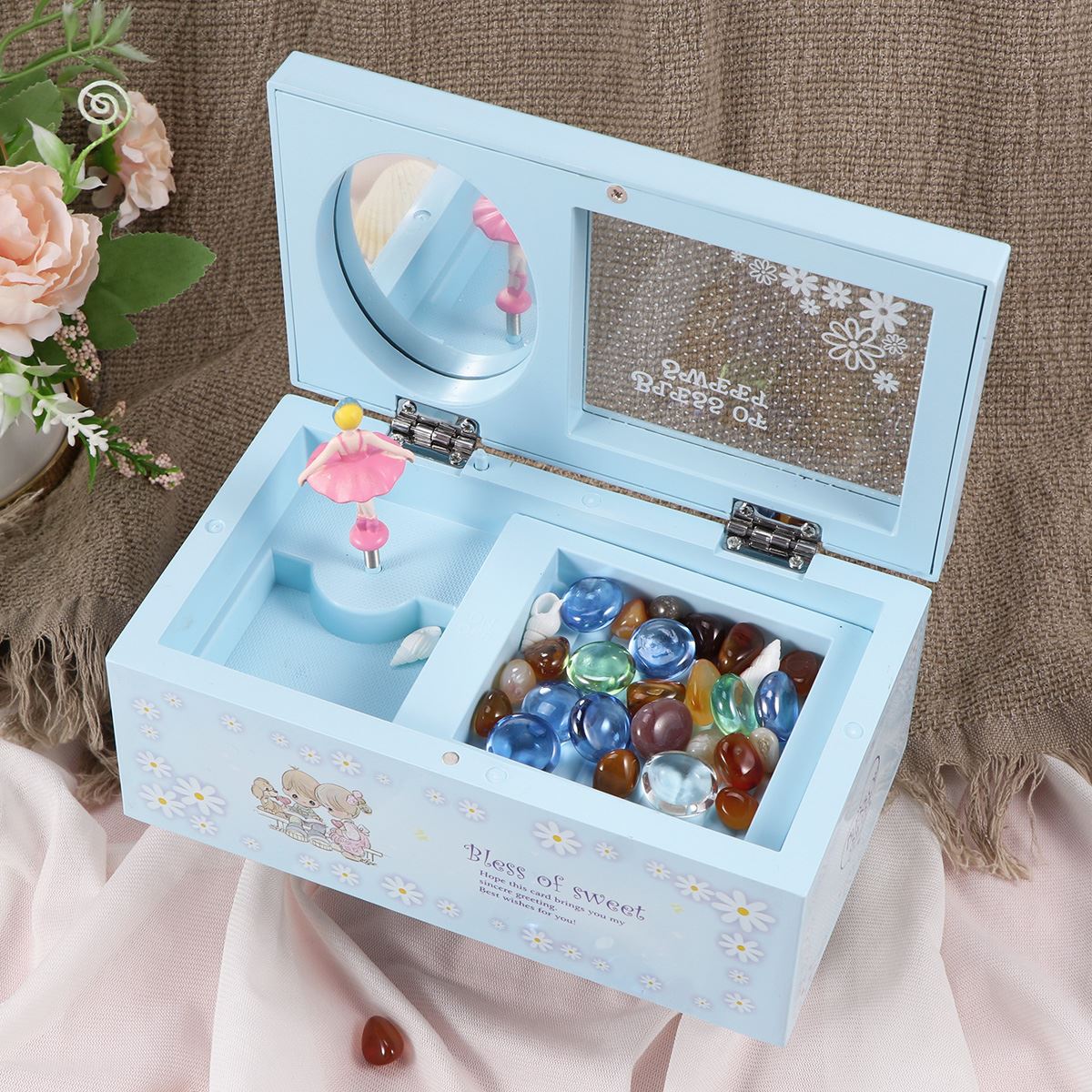 

Creative Music Jewelry Storage Box Multifunctional Musical Container For Girls Bracelets Necklaces Keepsakes Packaging Display 18.5X11CM