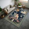 Vintage Feenpilz Sonne Mond Wirbel Himmel Blumiger Rand Rutschfester Teppich Cottagecore Hexe Waschbarer Innenraumteppich
