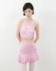 Leobyui Box Pleated Satin Skirt Pink