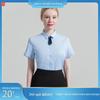 2025 Premium Women's Short-Sleeve Business Shirt with Tie Decoration - Solid Color, Dark Placket