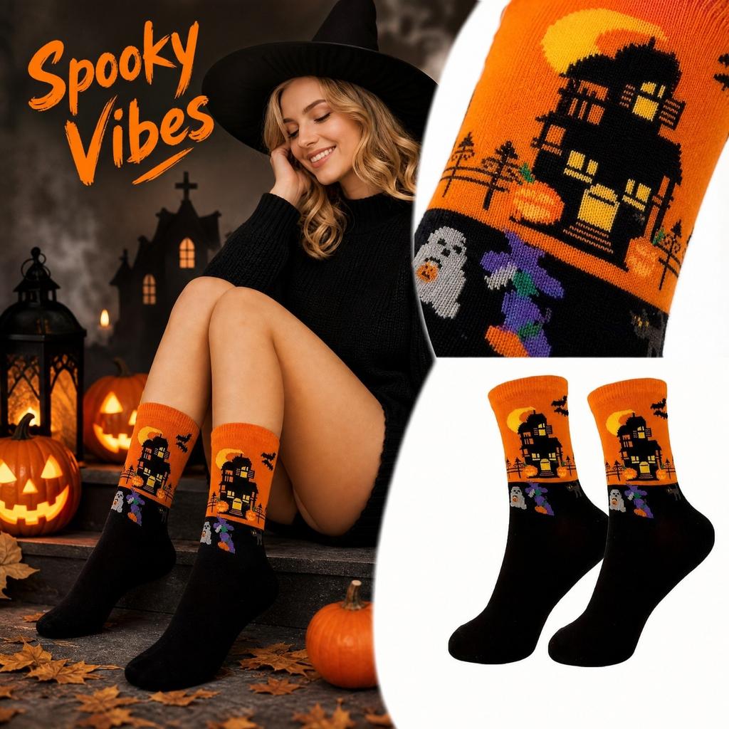Halloween Printed Mid-Calf Socks Wicking Breathable Socks for Men Women Casual Daily Wear
