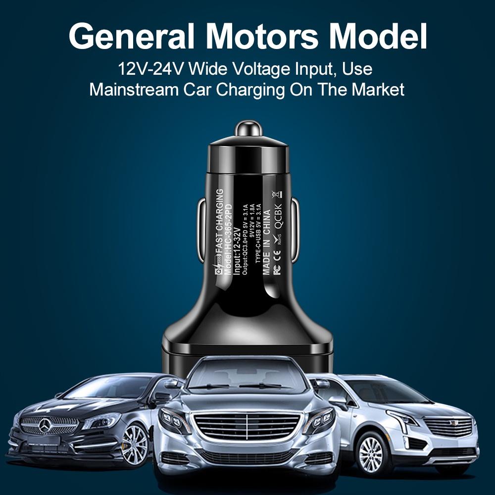 38W PD Fast Charge Car Charger USB+Type C QC3.0 Fast Charge Cigarette Lighter Adapter Socket