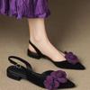 Mode Neuer Stil Mode Sexy Blume Spitzzehe Dünne Niedrige Absätze Pumps Damen Elegant Hochzeit Slingback Pantoletten Schuhe Zapatos De Mujer
