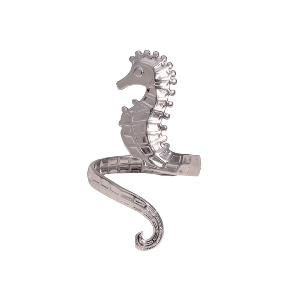 Stainless Steel Enamel Open Ring Non Fade Ocean Jewelry Versatile Seahorse Ring Beach