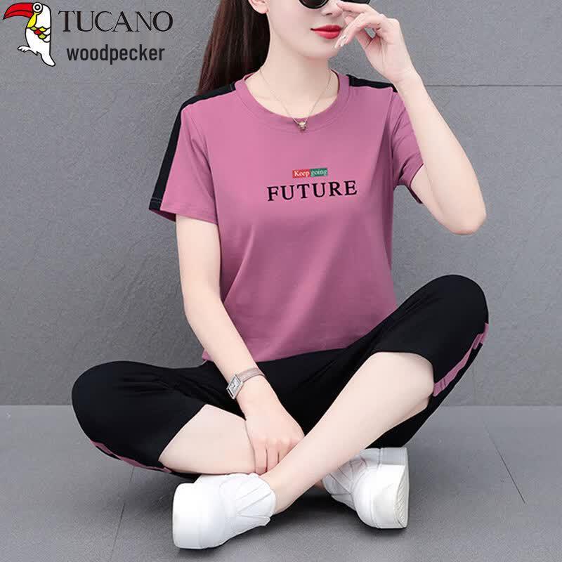 Woodpecker Women's Pure Cotton Short Sleeve Capris Set