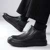 Męskie Czarne Botki Wszechstronne Casualowe Skórzane Botki Zamek PU Płaski Spód Casualowe Buty Do Chodzenia Jesień i Zima Męskie Buty na Jedną Stopę