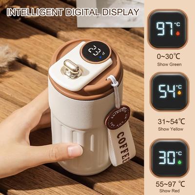 Ev Ofis Dış Mekan için Sızdırmaz Kapaklı ve Sıcaklık Göstergeli 450ML Termal Bardak Akıllı Yalıtımlı Bardak