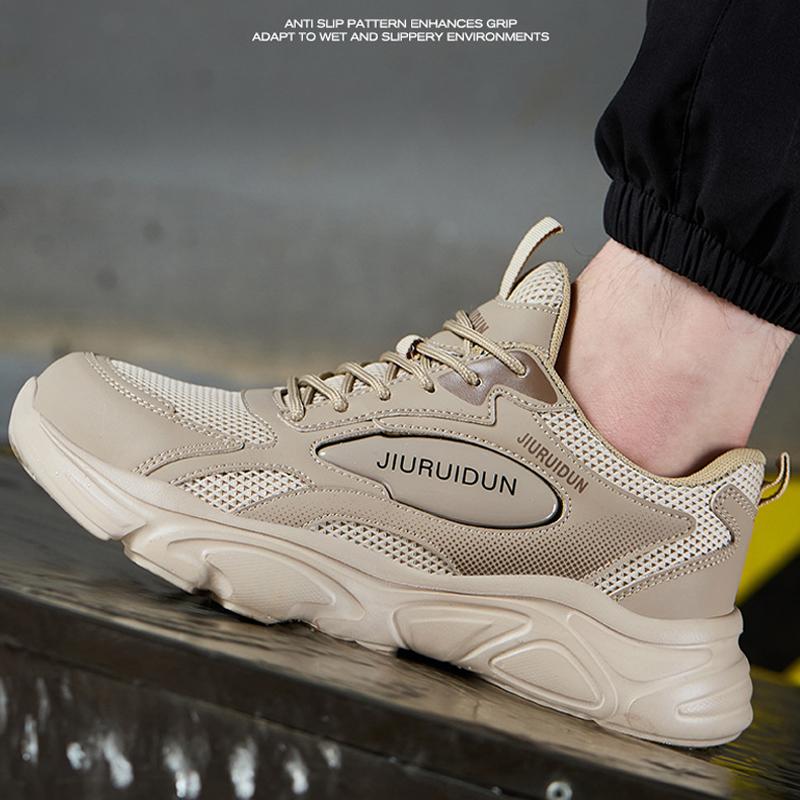 Breathable Men Safety Shoes Lace Up Work Sneakers Steel Toe Shoes Puncture-Proof Security Shoes Work Boots Protection Shoes New
