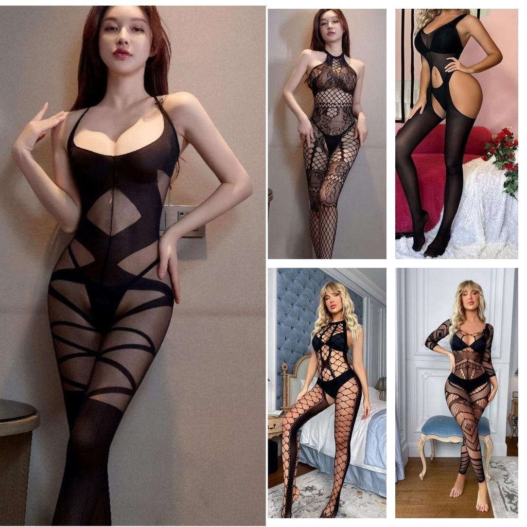 Plus Size Women Hot Sexy Floral Pattern Fishnet Bodysuit Lingerie Open Crotch Bodystocking Lingerie Sleepwear Crotchless Sexy Underwear Costumes