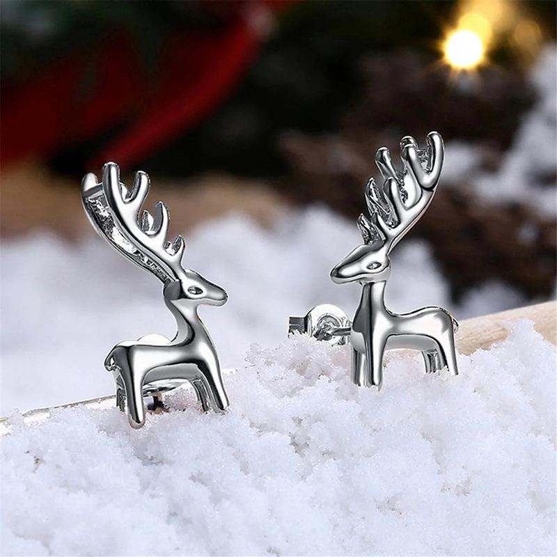 Christmas Stud Earrings, Realistic Deer, Elk, Big Antler Earrings, A Sense Of Design Trend