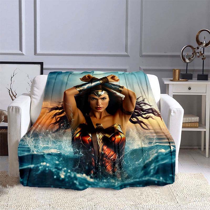 The New Wonder Woman Print Blanket Is a Warm and Comfortable Flannel Blanket, Suitable for Bedrooms, Sofas, Beds, Chairs, Picnic