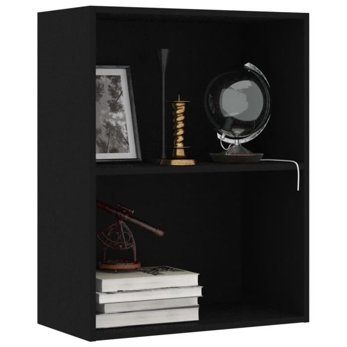 VidaXL Bibliothèque à 2 niveaux Noir 60x30x76,5 cm Aggloméré