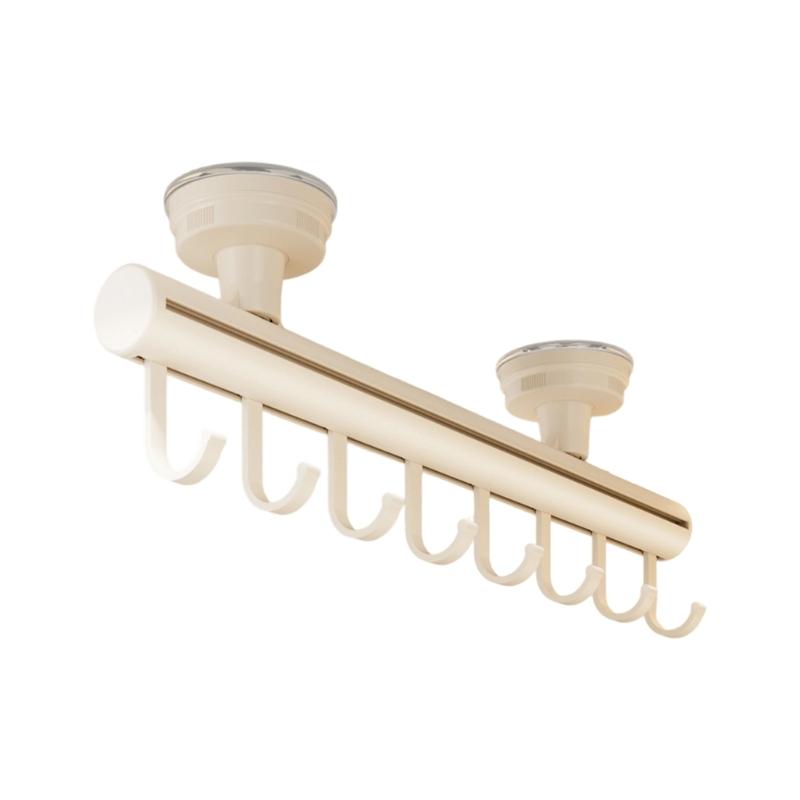 

Strong Adhesion Suction Cup Clothes Rack Pull Out System for Bathroom Bedroom Vertical Storage No Drilling Required вершковий/білий