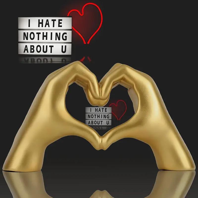Statua Mano Cuore Resina Astratta Mano Amore Figurine Camera da Letto Casa Desktop Decorazione Matrimonio Regalo Anniversario per Moglie