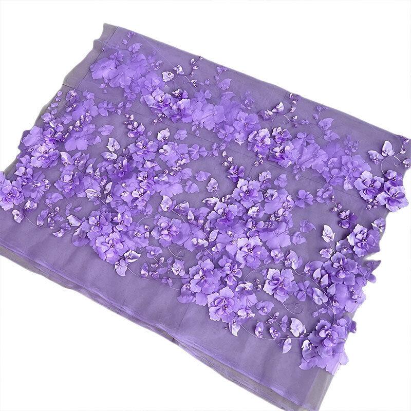3DFlower Mesh Lace Clothing Fabric Women Wedding Dress Embroidery Fabric DIY Sewing Gown Dress Tulle French Guipure African Lace