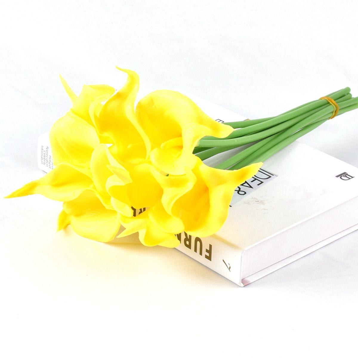 

Home Wedding Real Touch Bridal Elegant Bouquet Artificial Calla Lilies Silk Plants Fake Flowers жовтий