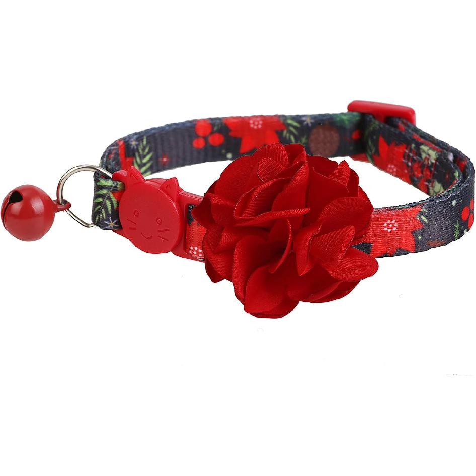 BoomBone Christmas Cat Collar Flower,Dog Collars Charms Pet Xmas Accessories