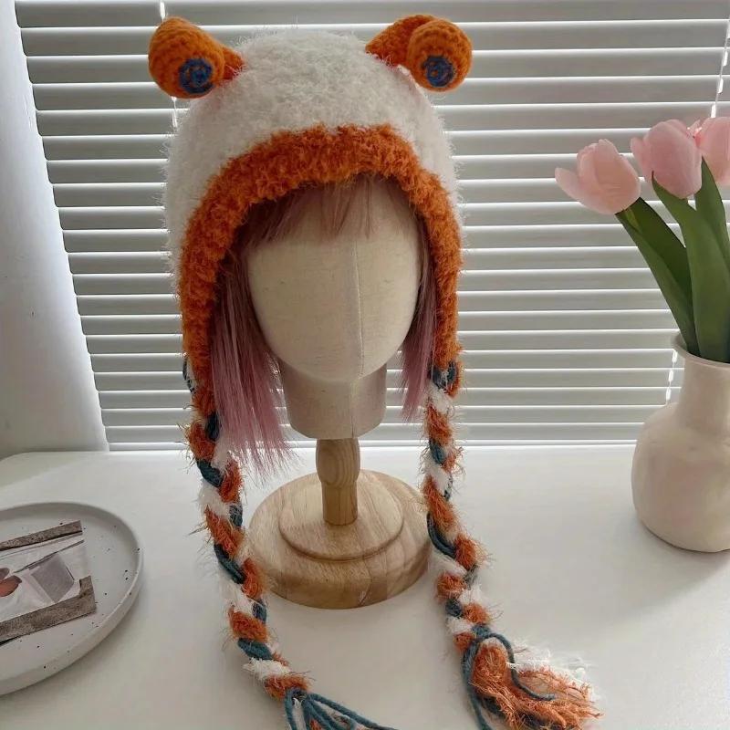 Fashion Quirky Handmade Cartoon Cute Snail Plush Ears Wool Cap Female Winter Warm Ear Protection Cap Autumn and Winter