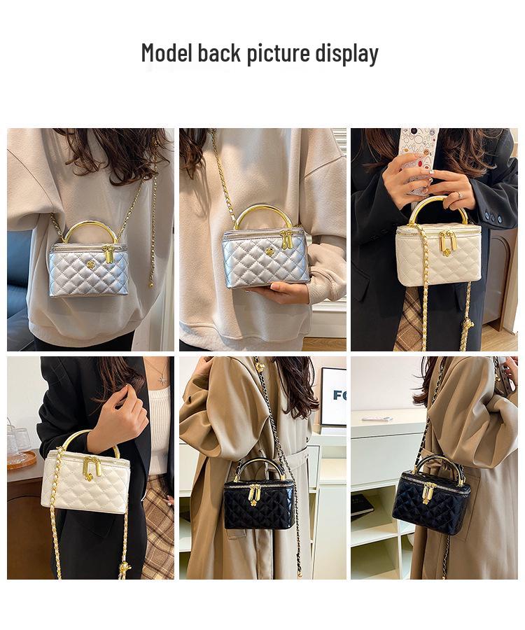 Argyle Chain Box Bag: Women's Stylish Korean Shoulder & Crossbody Handbag