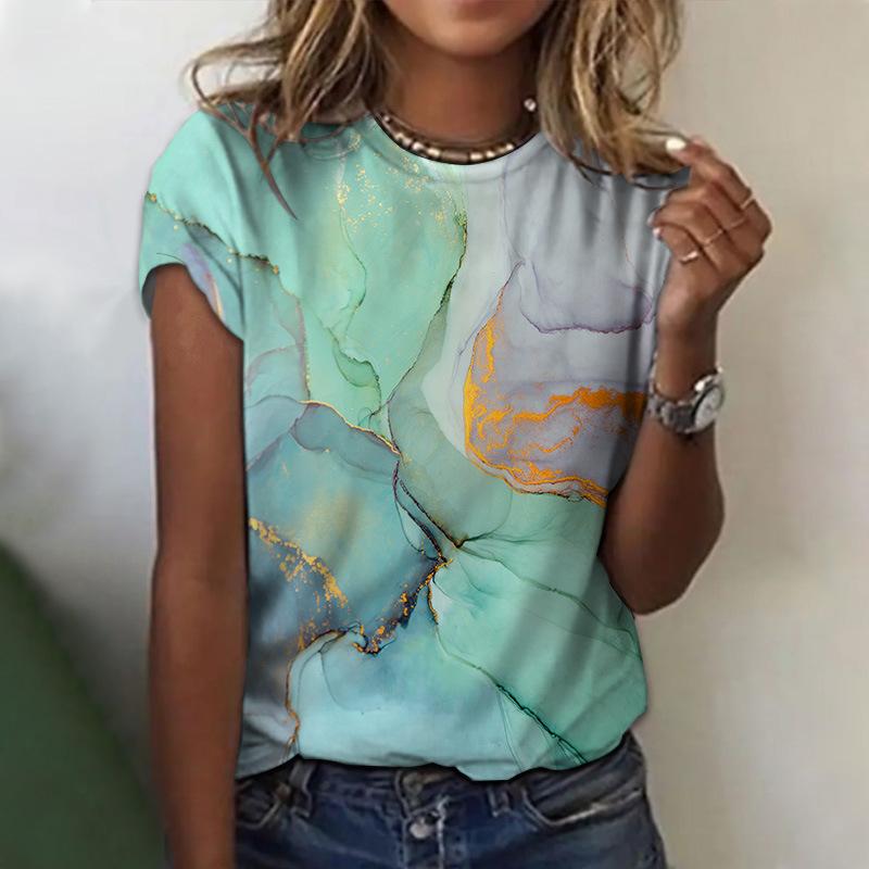 

Летняя женская футболка с круглым вырезом, напечатанная на 3D-принтере, повседневная мультяшная футболка свободного кроя 6XL