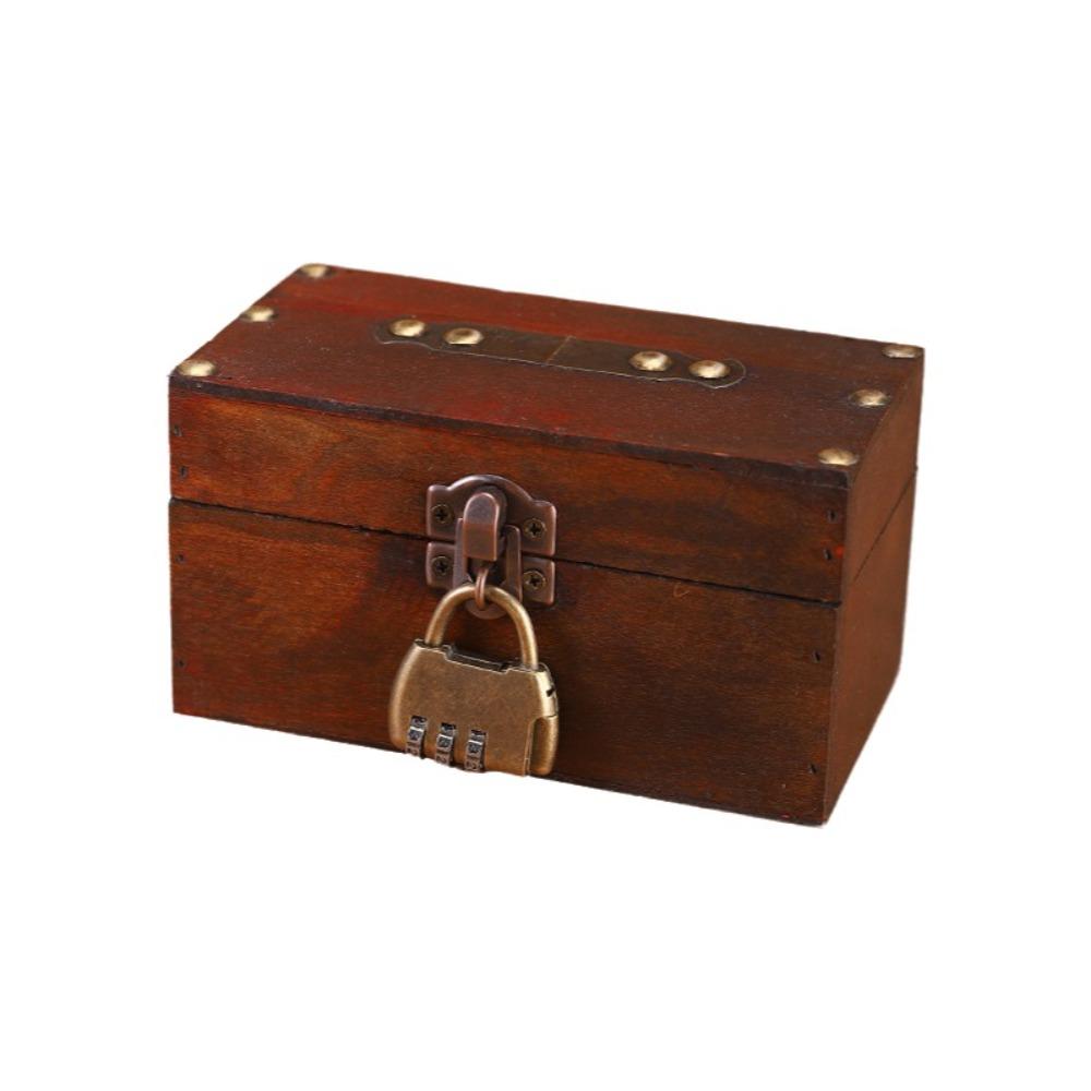 Vintage Jewelry Storage Box with a Lock Retro Style Desktop Organizer Collection Gift Box Home Use