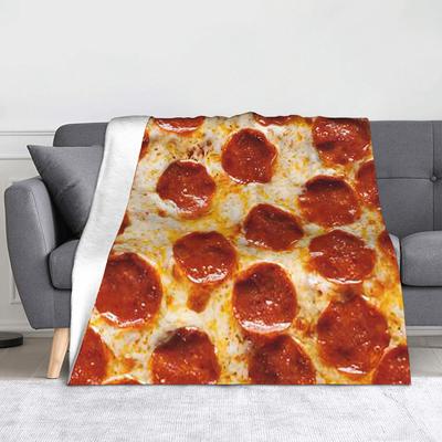 Pepperoni Pizza Pattern Flannel Blanket Tortilla Food Awesome Throw Blankets for Home 125*100cm Bedspread