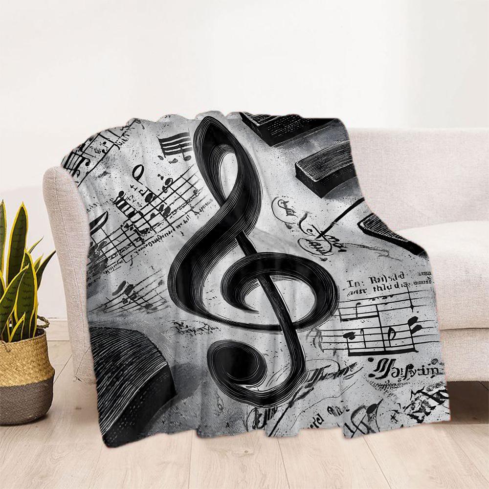 Music Notes Harmony Flannel Blanket-Soft and Suitable for Sofas,Beds,Offices,Travel,All Seasons,Great Gift for Holidays and Birthdays.