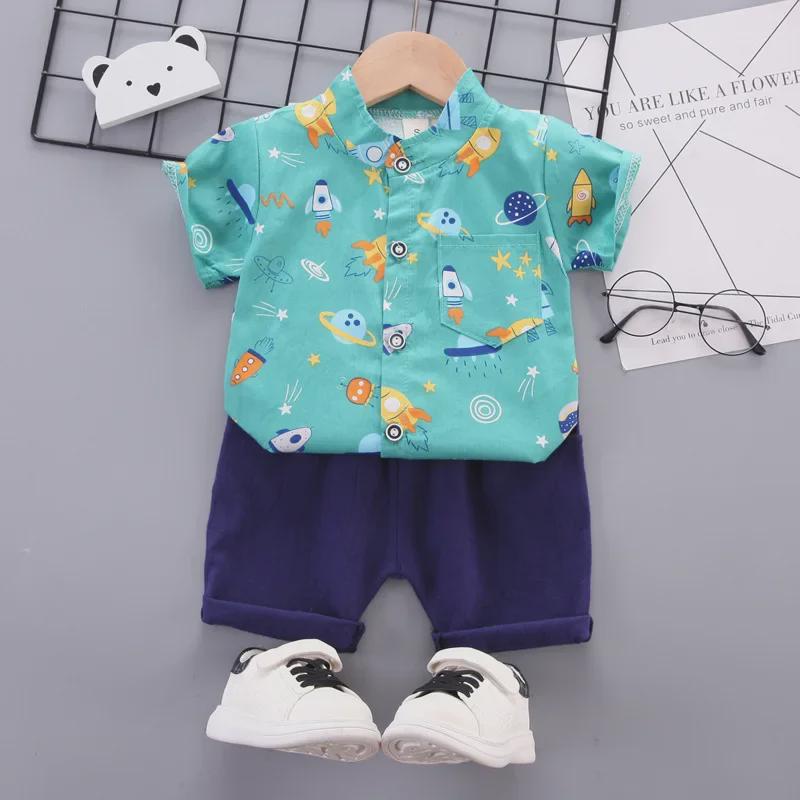 Sommerliches zweiteiliges Freizeit-Set für Jungen, Hemd und Shorts für Babys und Kleinkinder