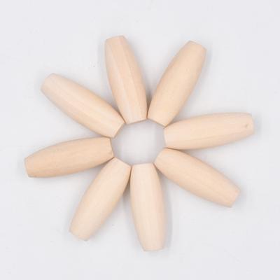 20 Stück Lange Ovale Rugbyform 15x45mm Naturholz Lose Umweltfreundliche Perlen für DIY Basteln Holzkunst Schmuckherstellungszubehör