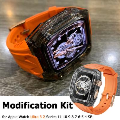 Transparent Modification Kit for Apple Watch Ultra 3 2 49mm Series 11 10 46mm 42mm PC+TPU Strap for Iwatch 9 8 7 45 41mm 40 44mm