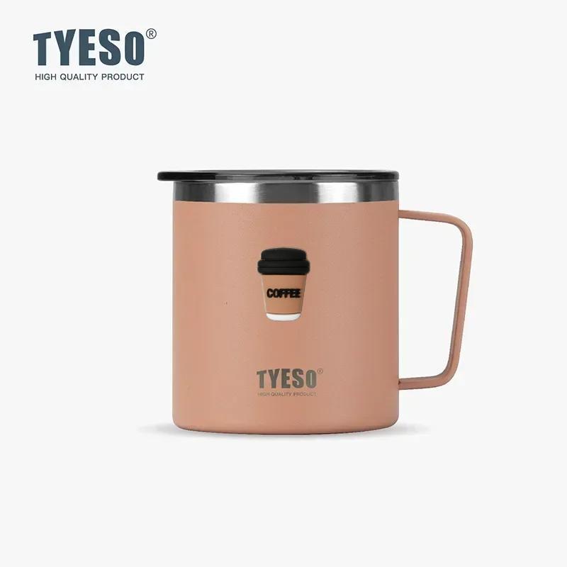Tyeso 400ml Stainless Steel Vacuum-insulated Cold Insulated Coffee Cup with Handle High Aesthetic Value Vacuum Flasks for Daily With Coffee Sticker
