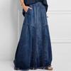 Plus Size Women Spring and Autumn Fashion Skirt Solid Color High Waist Casual Ankle-Length Denim Skirts