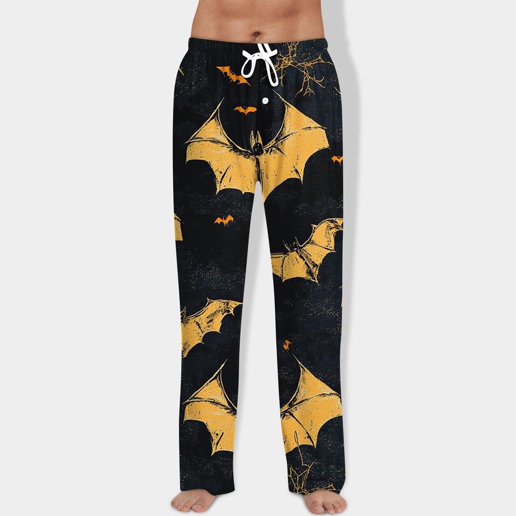 Men's Halloween Print Drawstring Pants Casual Pajama Pants