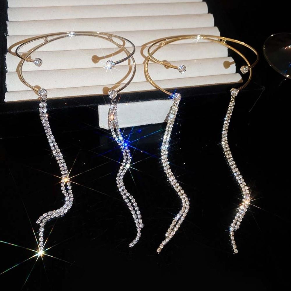 Rhinestone Crystal Armband Tassel Fringe Armlet Adjust Bracelet Upper Arm Cuff  Party