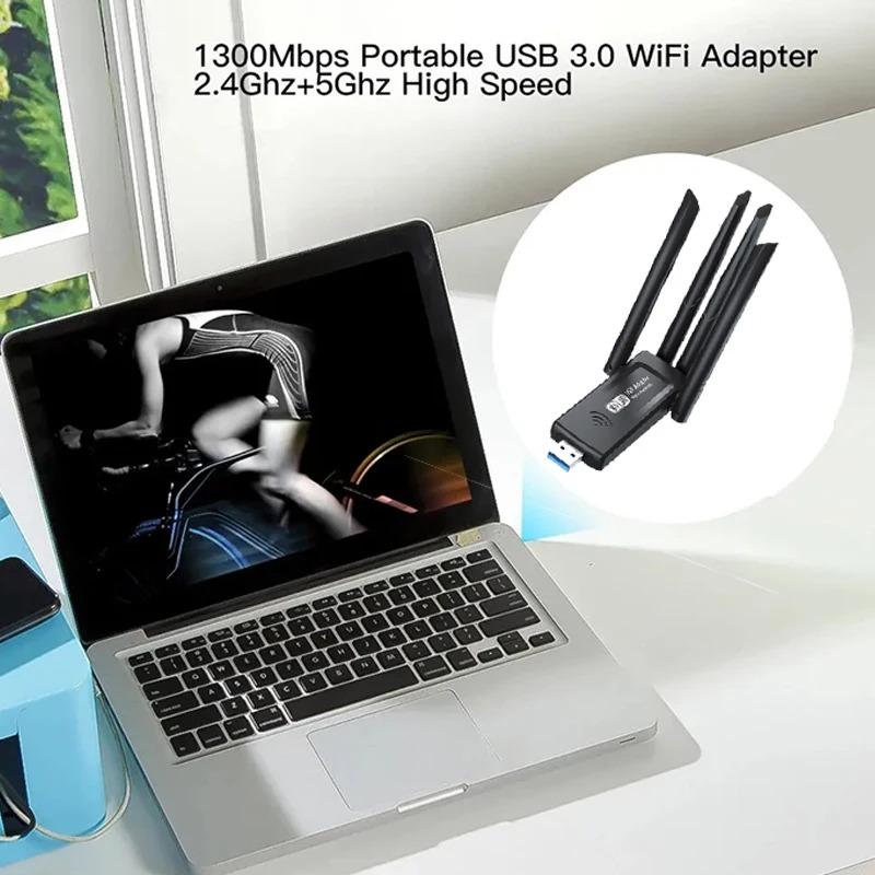 1300Mbps Bluetooth 5.4 WiFi Adapter Dual Band 2.4G/5Ghz Wireless Network Card 4-Antenna Wireless Receiver For PC/Laptop Driver Free