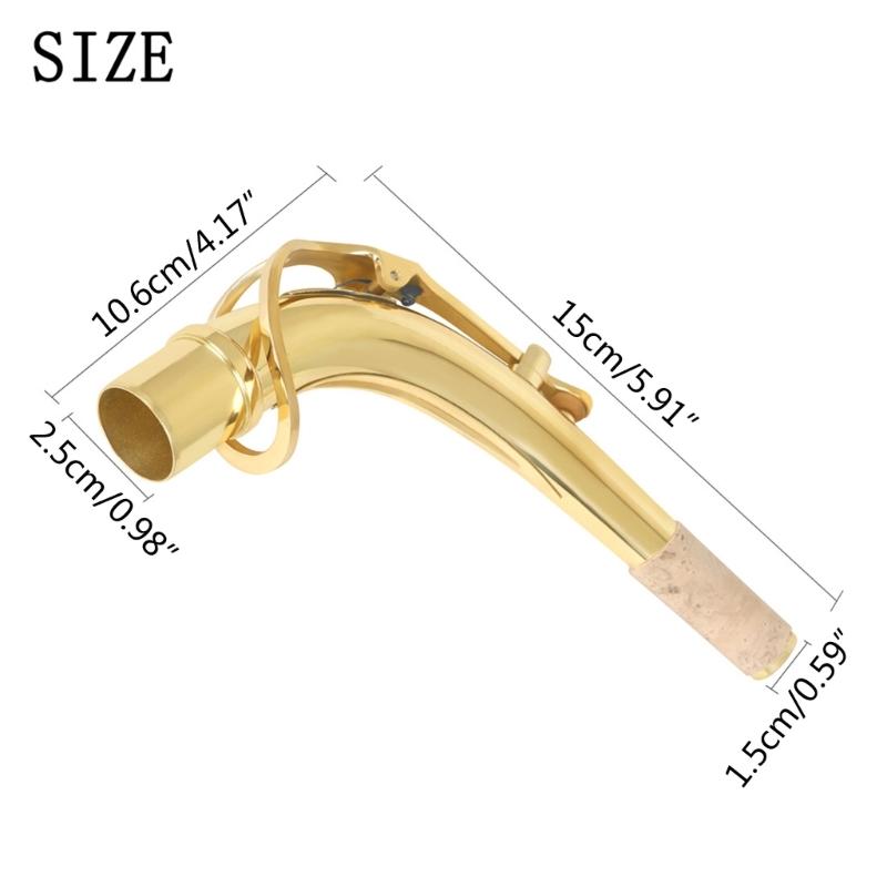 Brass Sax Necks Replacement Alto Saxophone Bend Neck with Cork Sheet Curved Neck Woodwind Instruments Accessories