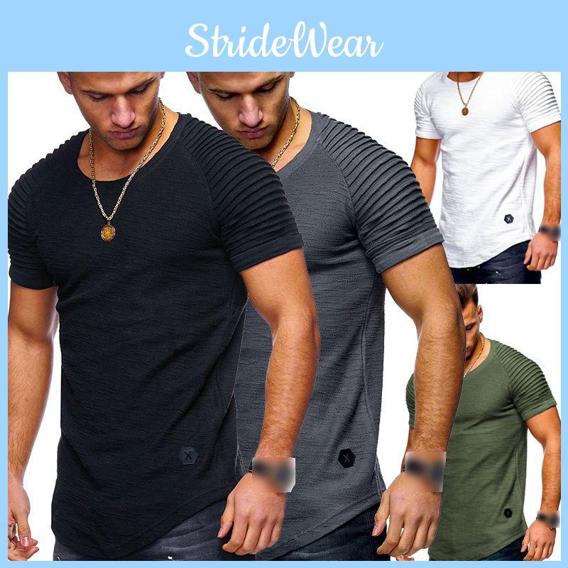 Men's Slim Fit O-neck Short Sleeve Muscle Tee T-shirt In Soft Breathable Fabric